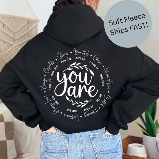 Christian Hoodie - God Says You Are | Bible Verse Fleece Pullover Gift