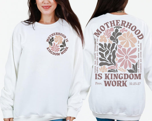 Bible verse sweatshirt for women of faith with Proverbs 31 25 quote and motherhood theme ideal for Christian moms and women of God