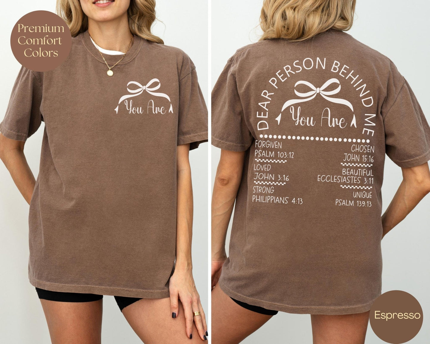 Dear Person Behind Me shirt with Christian back message You Are Loved Forgiven Chosen is a bold Comfort Colors tee perfect for inspiring faith during church Bible study or daily wear