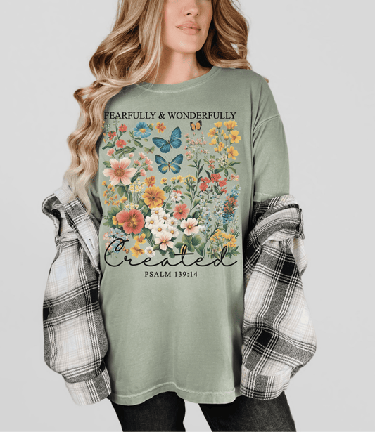Fearfully and Wonderfully Created Psalm 139:14 Comfort Colors Tee Bay