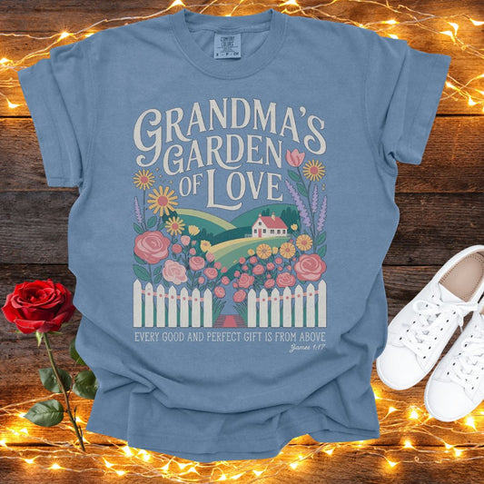 Grandma's Garden of Love Comfort Colors Tee Blue Jean