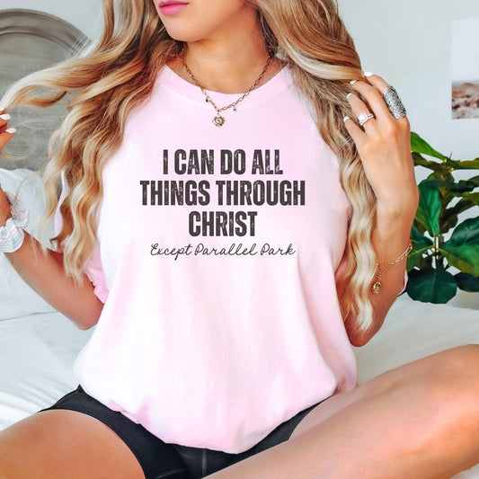 Comfort Colors Christian graphic tee with a funny scripture quote, making a great gift for her, church members, and youth groups.