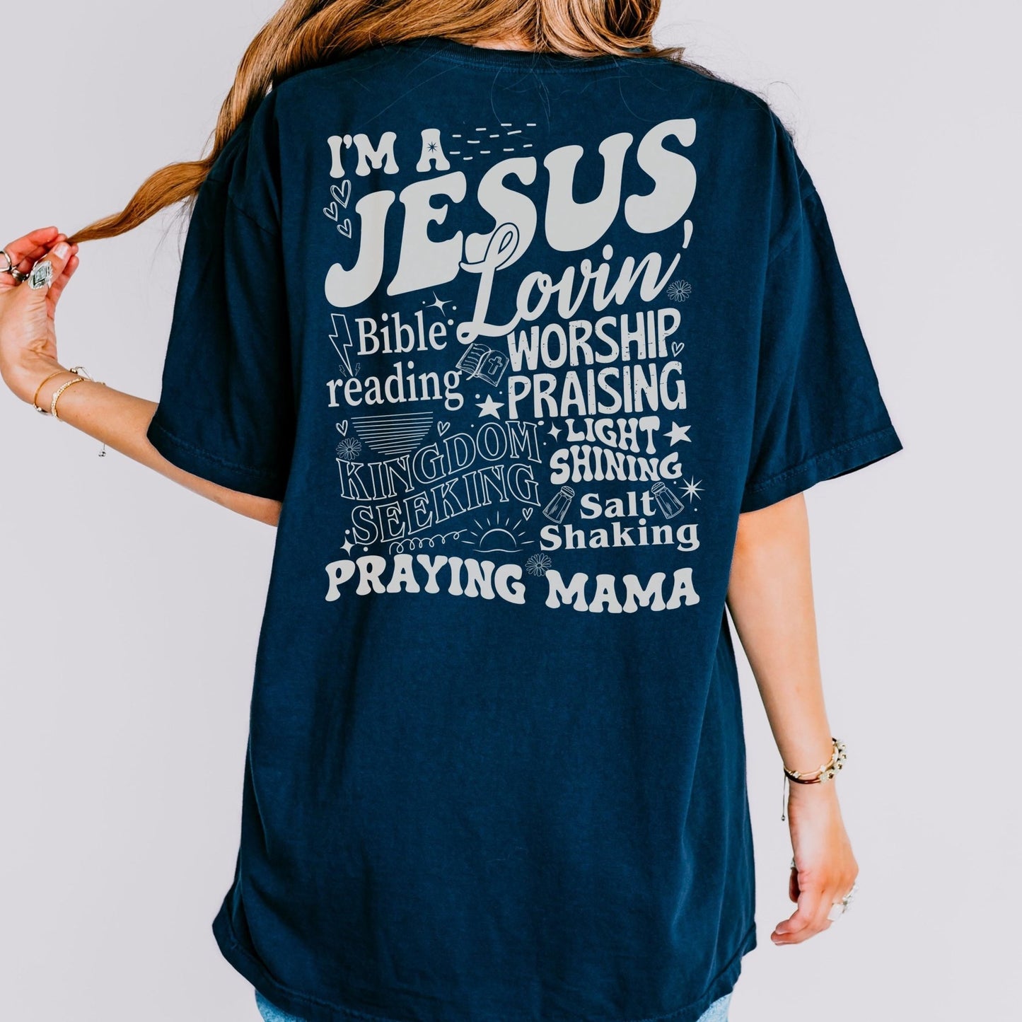 Bible loving mama shirt in soft ivory Comfort Colors great for women of faith looking for religious apparel with meaning and comfort