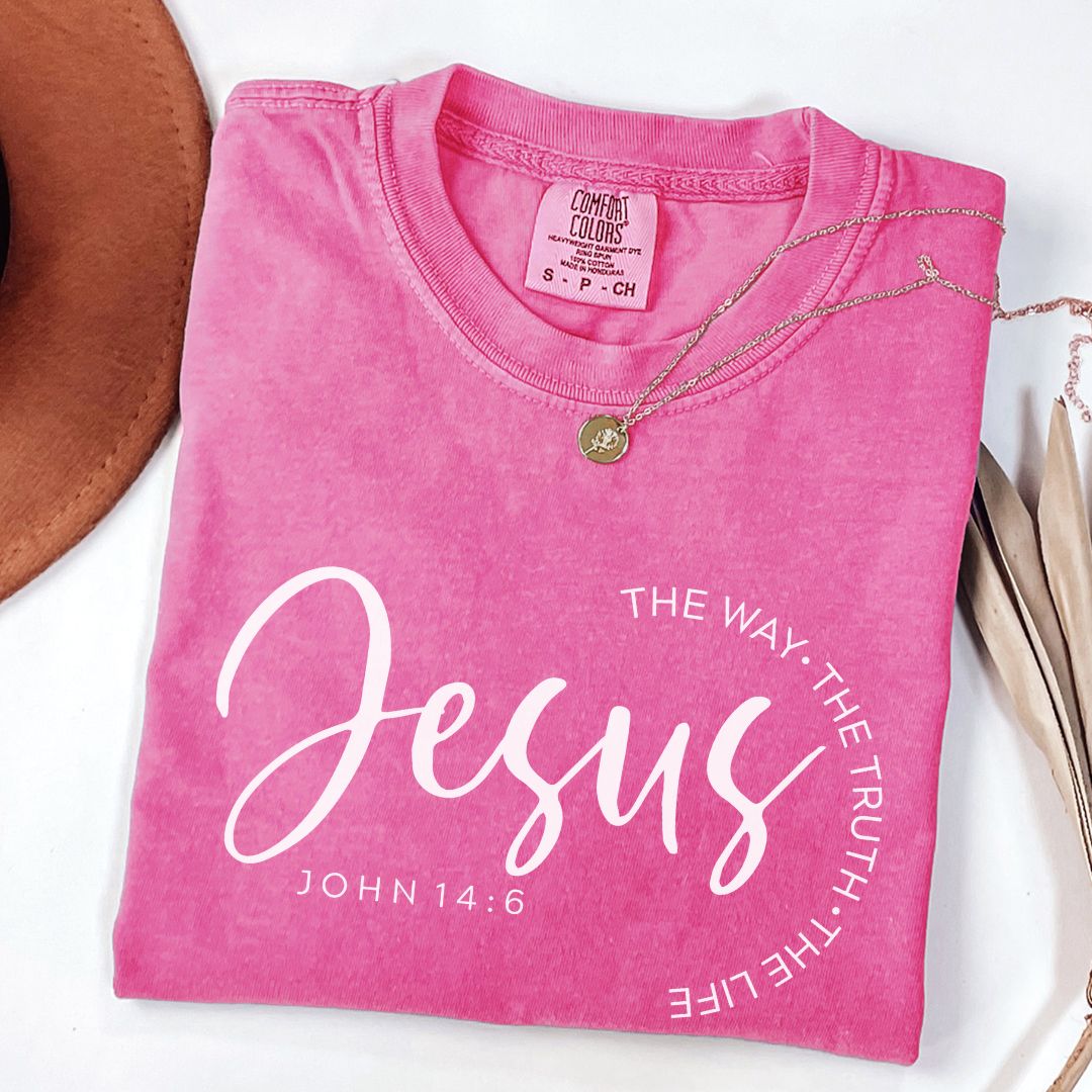 Jesus The Way The Truth The Light John 14:6 Comfort Colors Tee Crunchberry