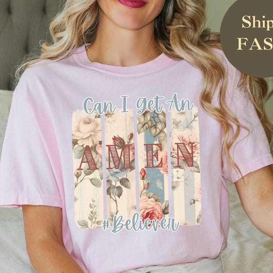 Christian Brushstroke T-Shirt featuring a floral faith-based design, making it a great religious graphic tee for believers and worship lovers.