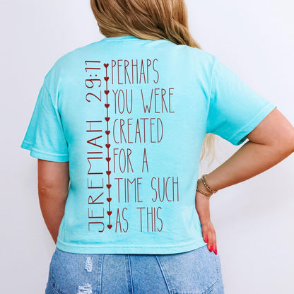 Faith based quote tee featuring scripture about divine purpose and strength in soft Comfort Colors fabric great for church events or everyday spiritual wear