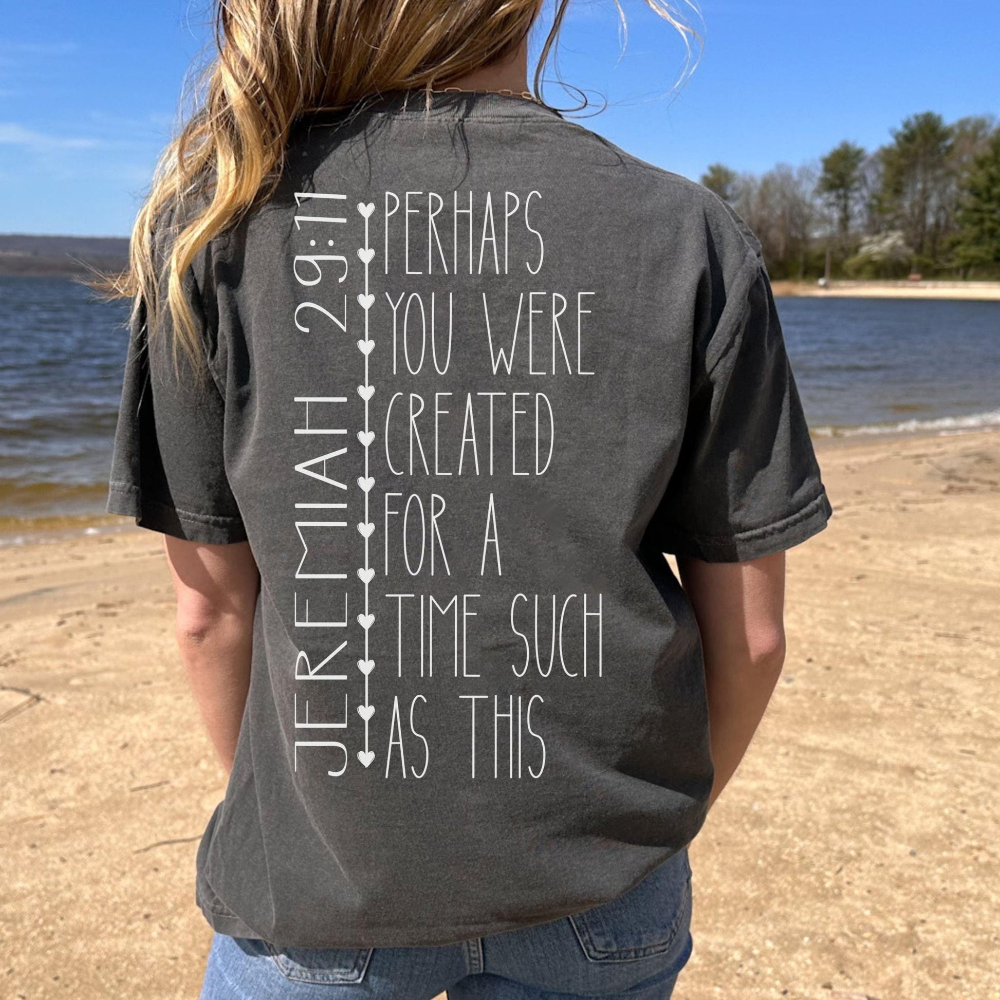 Jeremiah 29 11 t shirt with vertical design and hearts ideal for Christians who want to express their faith and purpose in a comfortable oversized crewneck