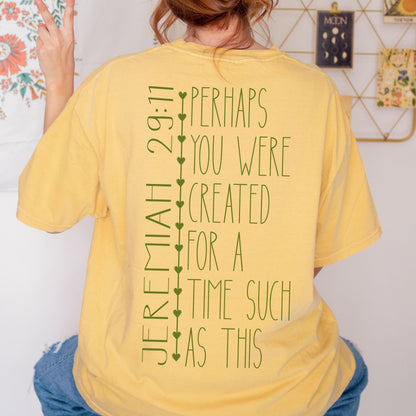 Faith based quote tee featuring scripture about divine purpose and strength in soft Comfort Colors fabric great for church events or everyday spiritual wear