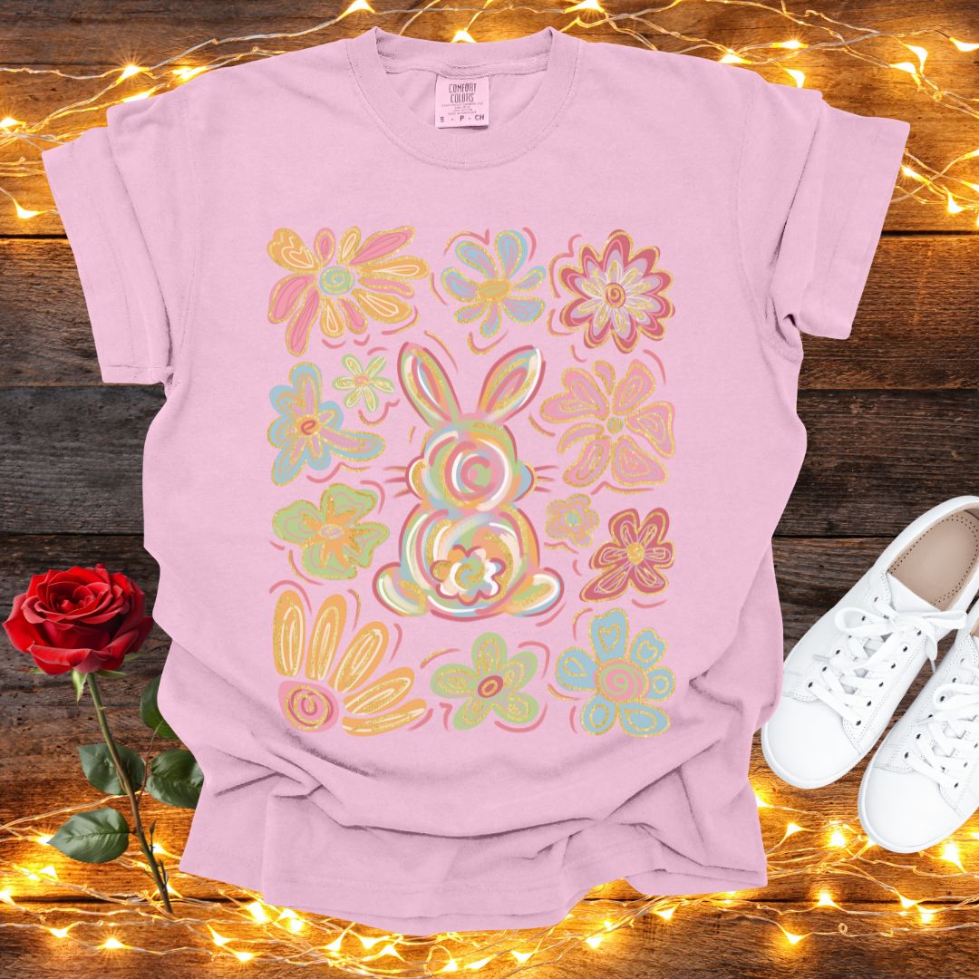 Boho Floral Easter Bunny Tee