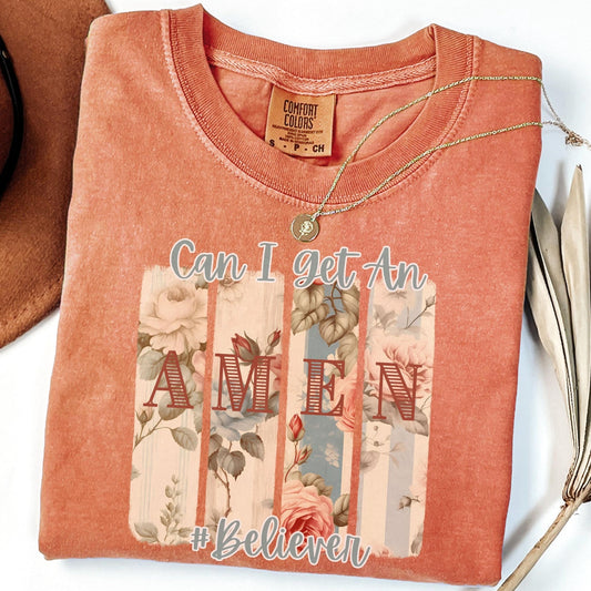 Christian Faith Tee designed with an Amen message, perfect for Sunday church outfits, prayer gatherings, and everyday wear.