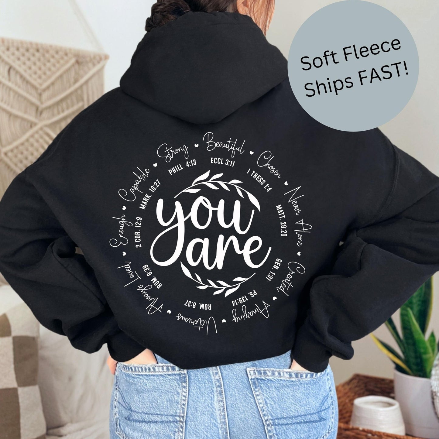 Christian Hoodie - God Says You Are | Bible Verse Fleece Pullover Gift