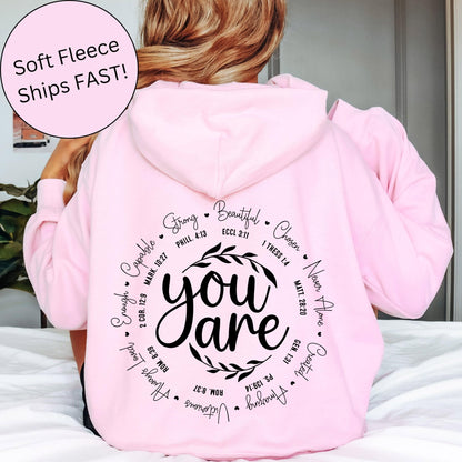 Christian Hoodie - God Says You Are | Bible Verse Fleece Pullover Gift