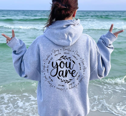 Christian Hoodie - God Says You Are | Bible Verse Fleece Pullover Gift