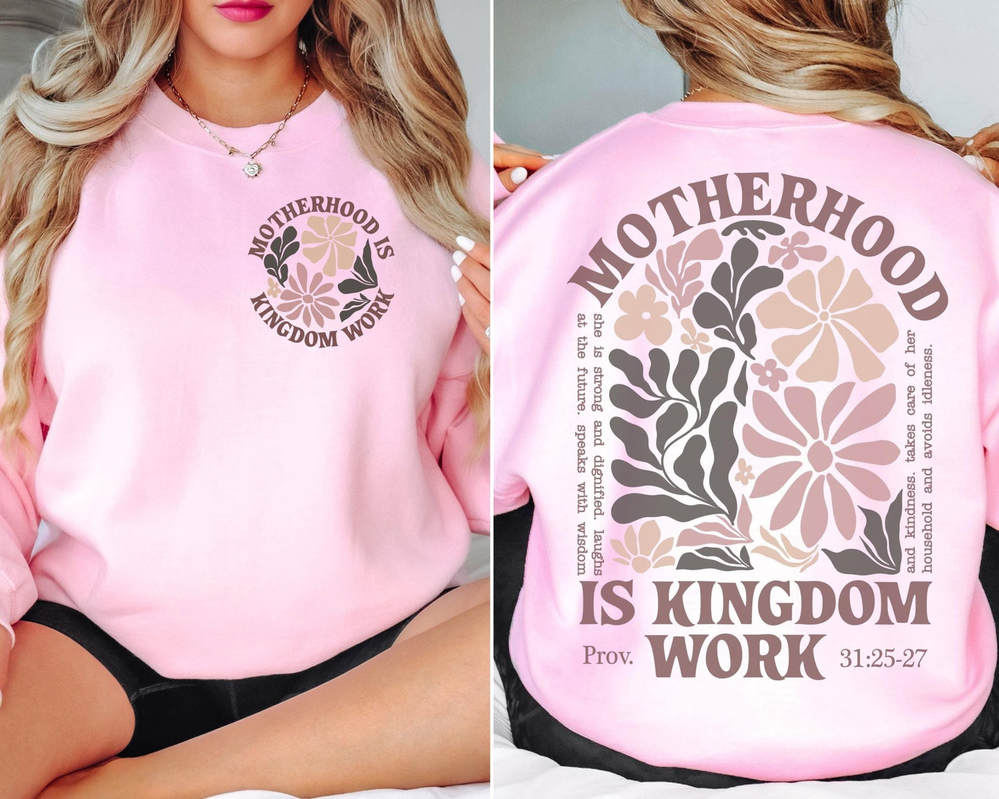 Faith based sweatshirt with motherhood scripture quote for godly women ideal for birthdays Mother’s Day or church gatherings