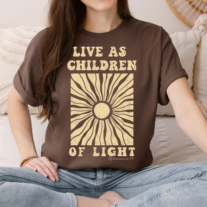 Retro Faith Based Unisex T-Shirt Bible Verse Ephesians 5 8 Live as Children of Light Inspirational Message Tee Vintage Christian Design Comfort Colors