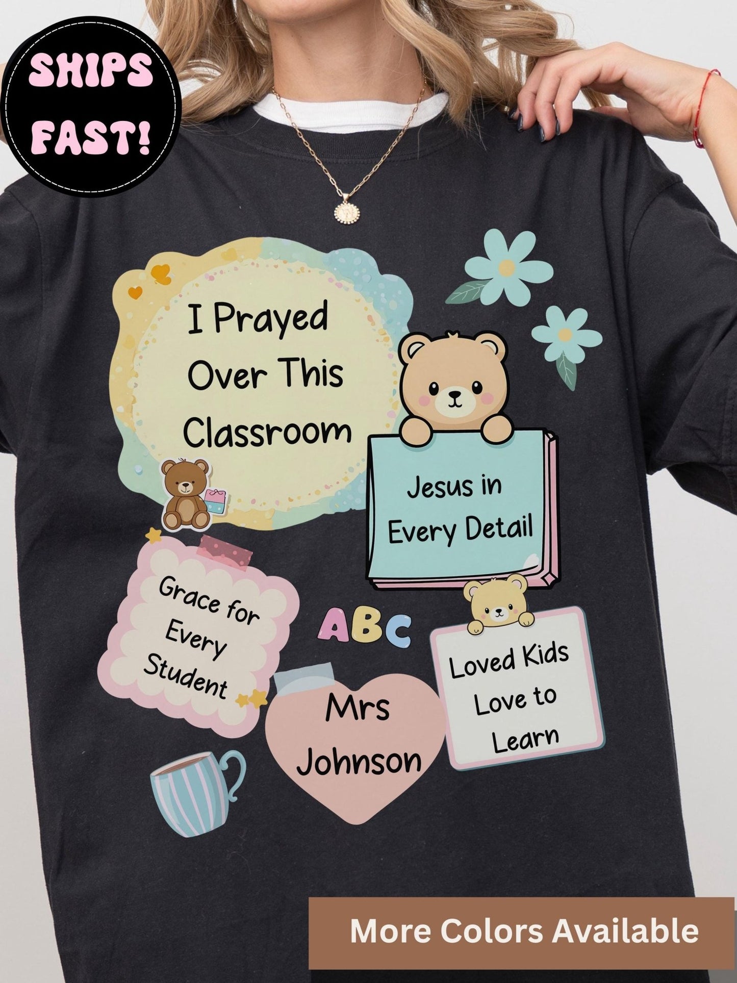 Christian teacher shirt with sticky notes