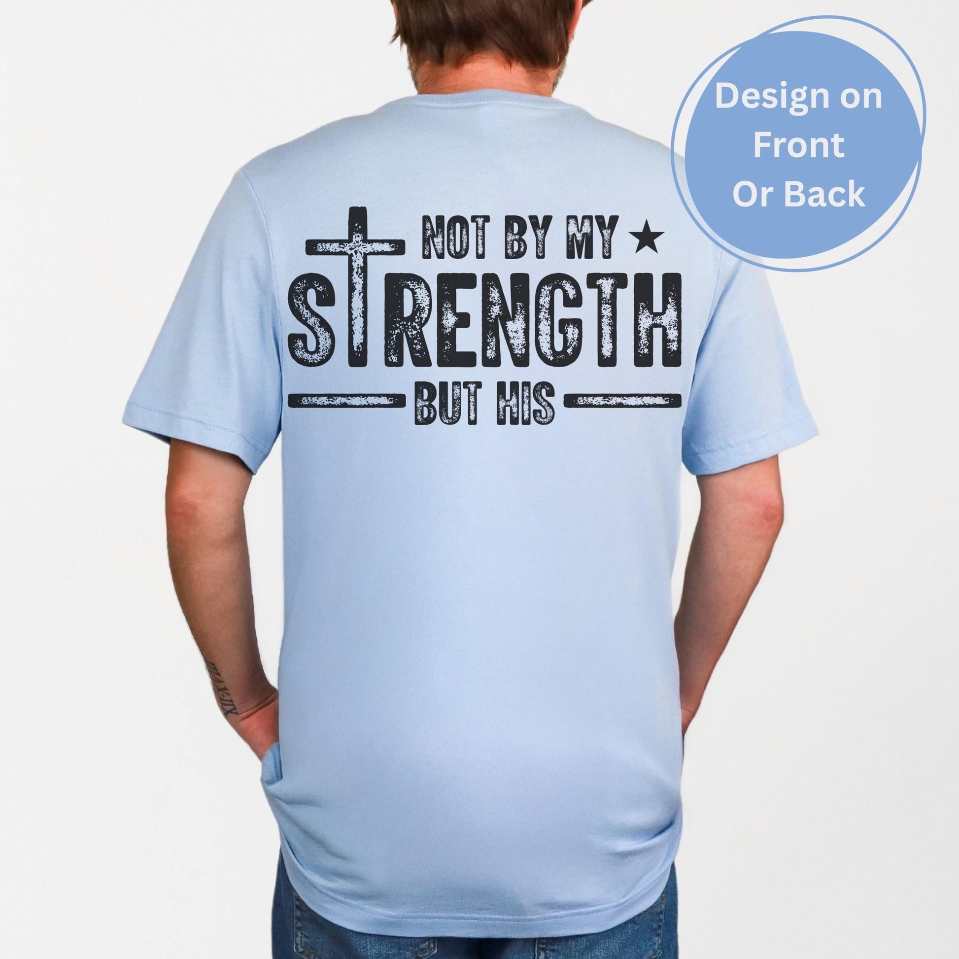 Bible verse shirt for men featuring a bold scripture quote perfect for church gym or Father’s Day gift for the spiritual man in your life