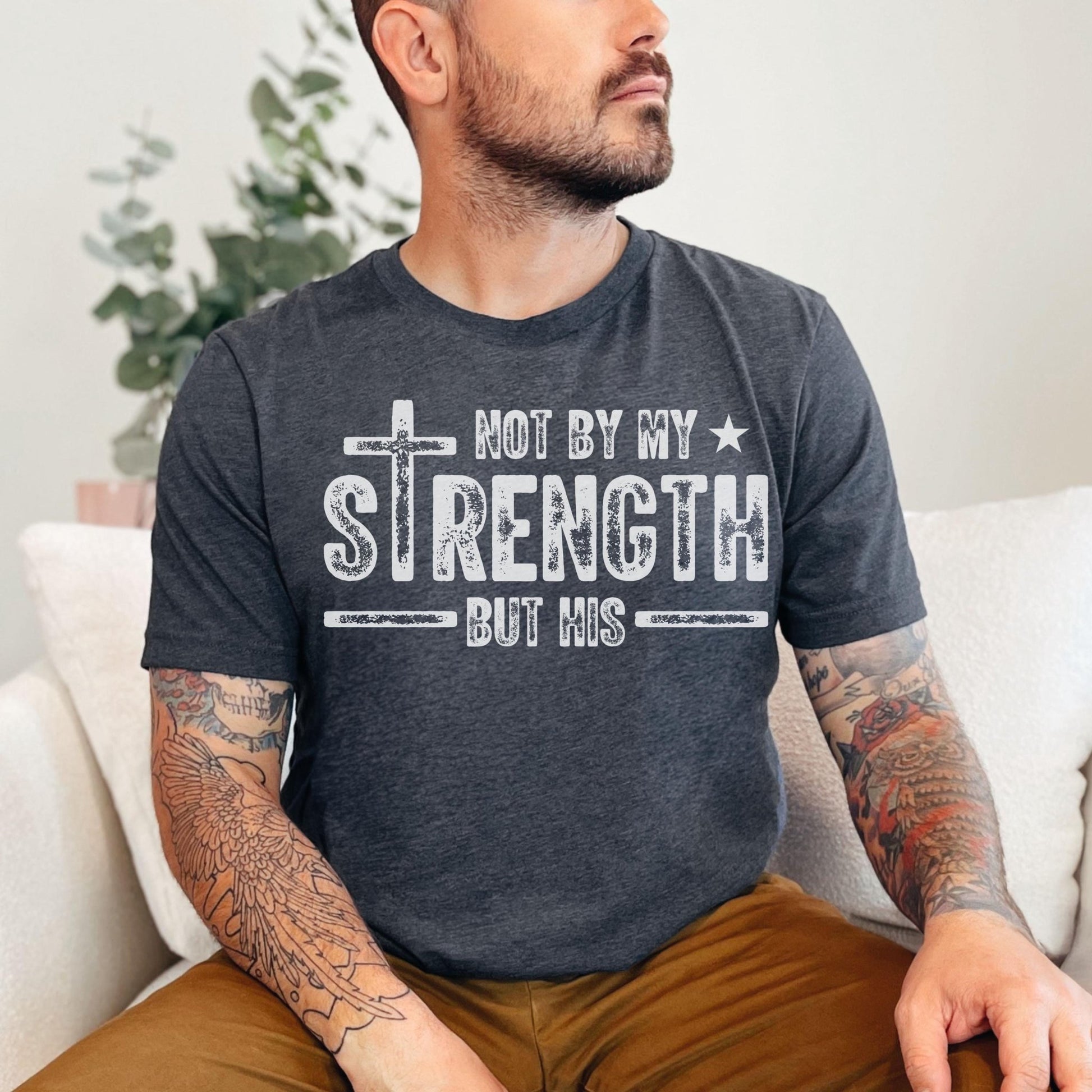 Faith based t-shirt for men designed with scripture themed message a great spiritual gift for him on birthdays holidays or church events