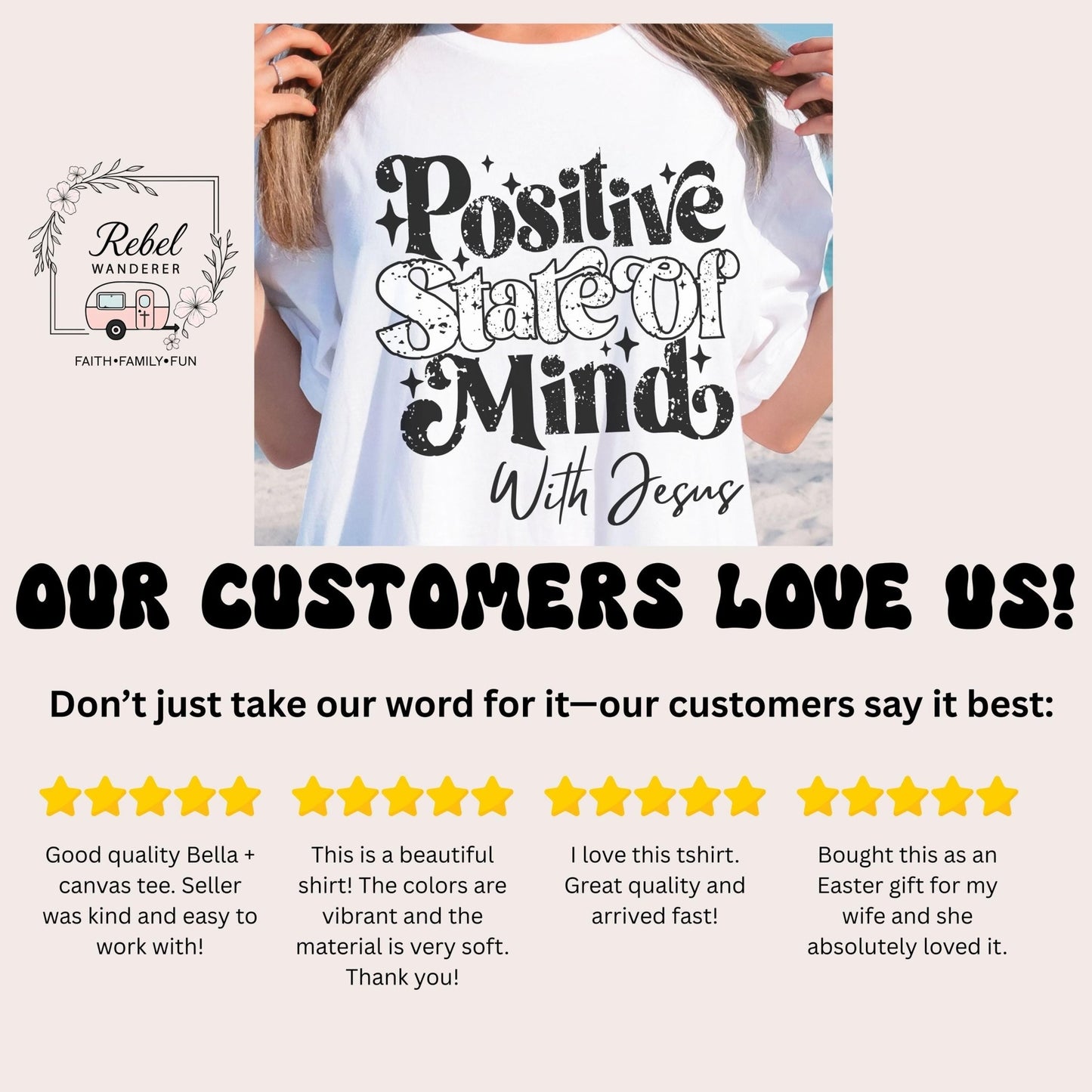 Uplifting tee with “Positive State of Mind with Jesus