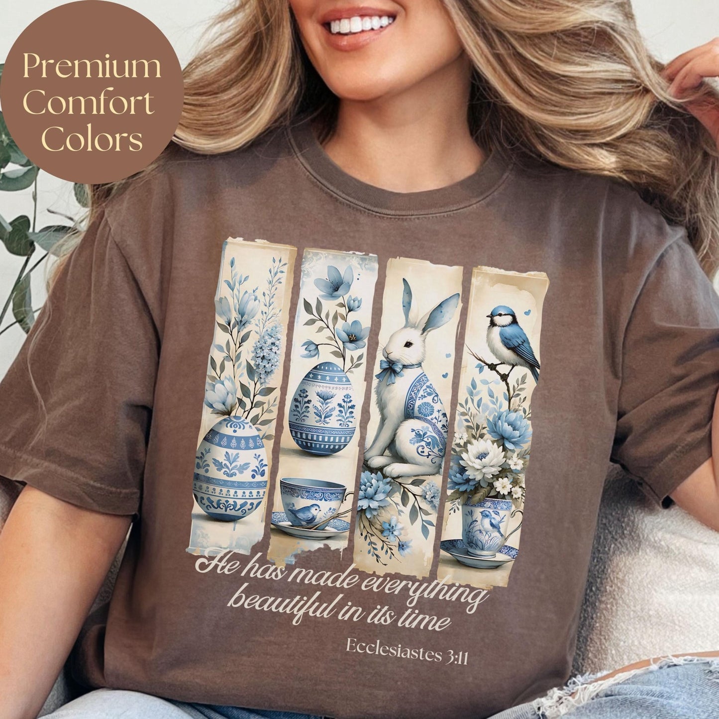 Inspirational Bible verse t-shirt with a He Has Made Everything Beautiful design perfect for Easter and faith-driven fashion