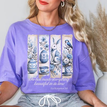 Beautiful faith-based Easter tee with a chinoiserie design an inspirational Christian gift for women celebrating God’s beauty
