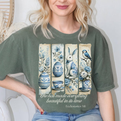Comfort Colors Bible verse shirt with a faith-inspired chinoiserie style ideal for church wear and spiritual celebrations