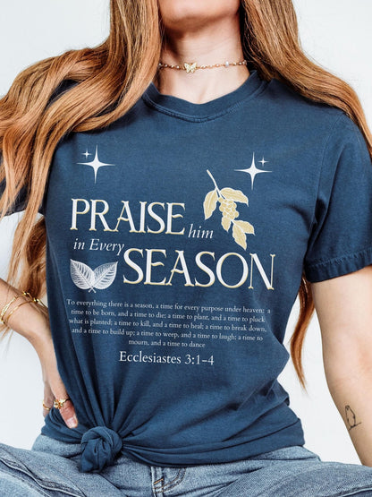 Comfort Colors Christian tee for women featuring the powerful Ecclesiastes 3 1-4 verse with elegant fall inspired design and uplifting spiritual message