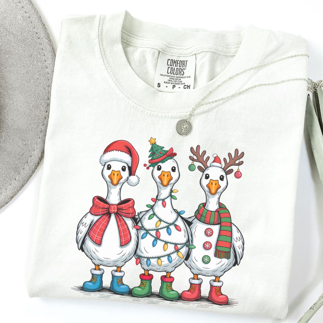 Funny Christmas Goose Comfort Colors Tee Ivory