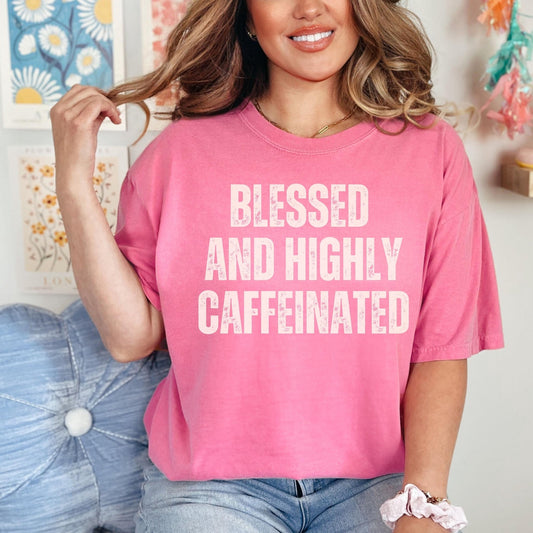 Funny church outfit tee for coffee lovers, combining faith and caffeine in a stylish and comfortable Comfort Colors design.