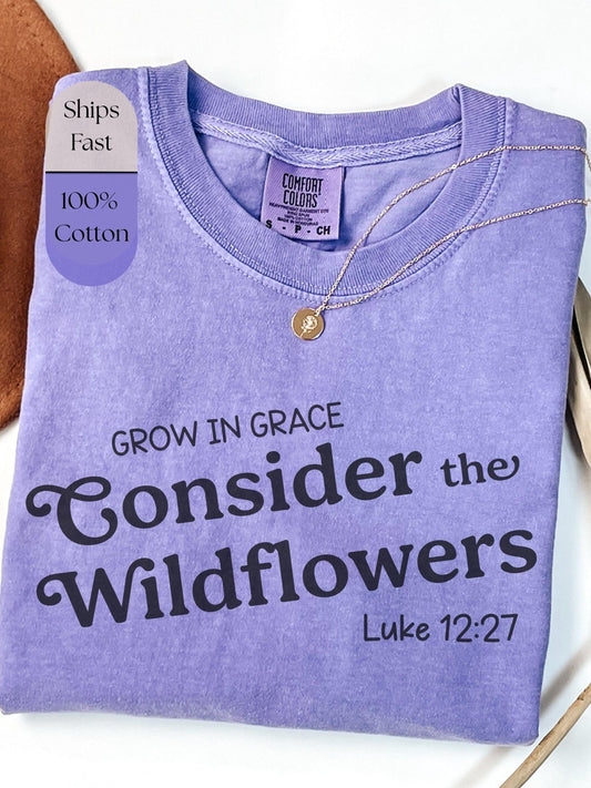 Bible verse t-shirt for women with faith-inspired message and simple floral art