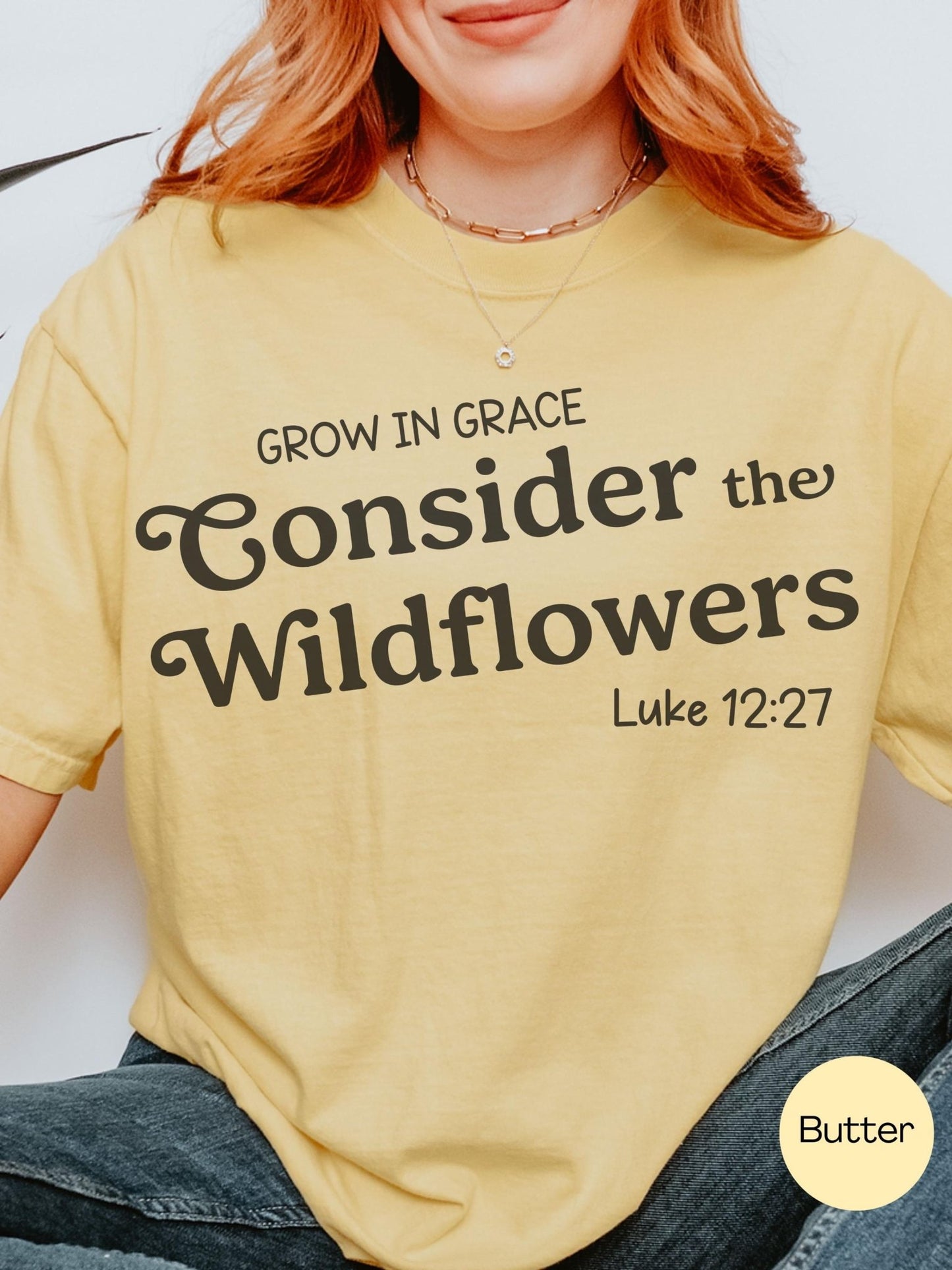 Faith-based shirt featuring inspirational scripture quote, styled for religious or spiritual gifting