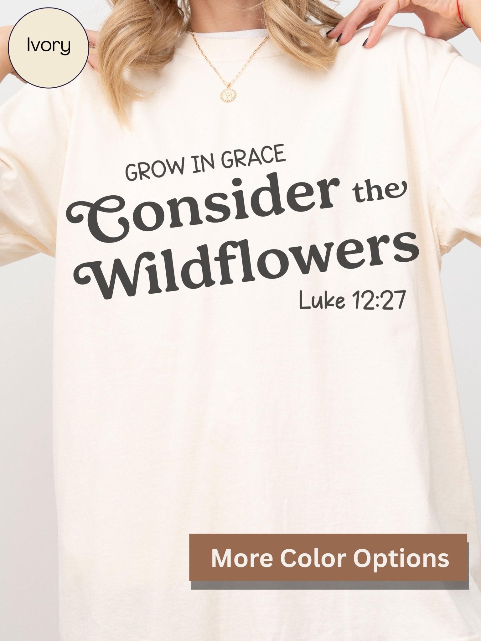 Christian apparel for women with floral Bible verse print, ideal for prayer groups or encouragement gifts