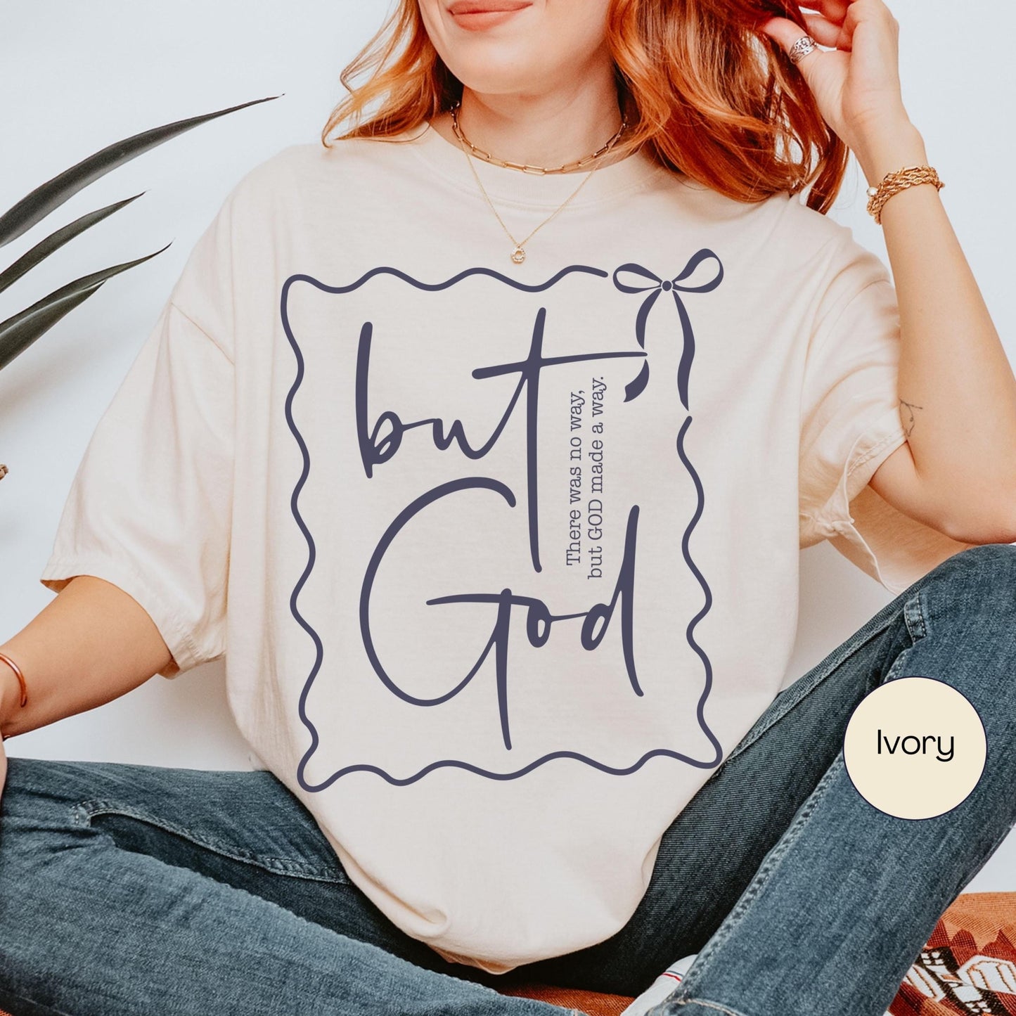 Custom Christian shirt for grandma with But God message, elegant Bible verse design, spiritual religious apparel for women who love Jesus and style