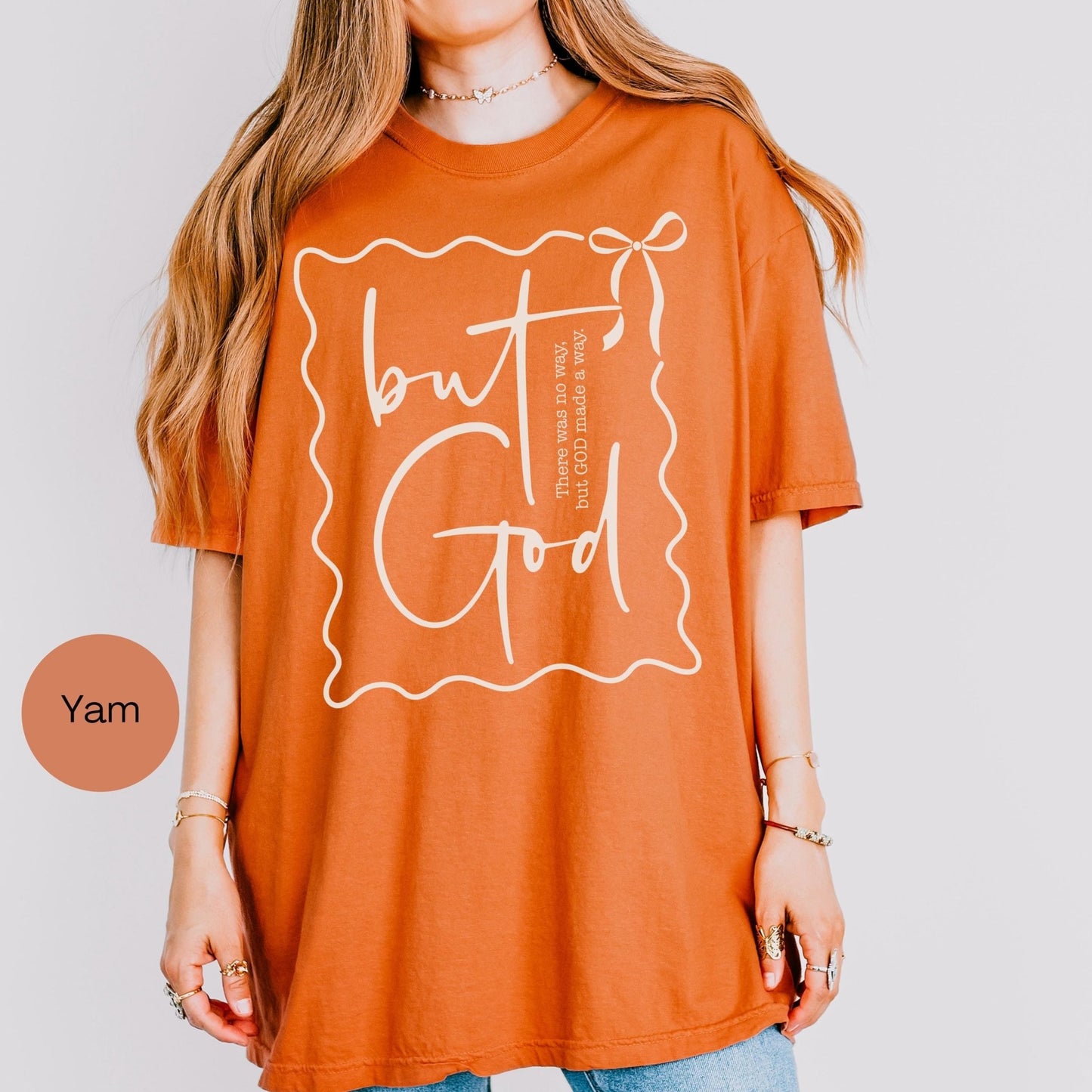 Religious faith shirt for women with inspirational But God phrase, ideal Mother’s Day present, cute modest tee for Christian moms and grandmothers