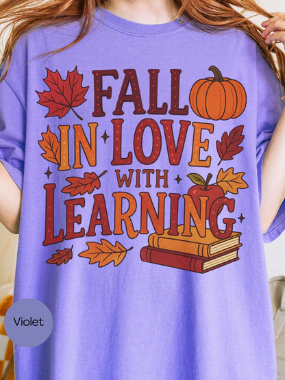 pumpkin apple leaf shirt close-up
