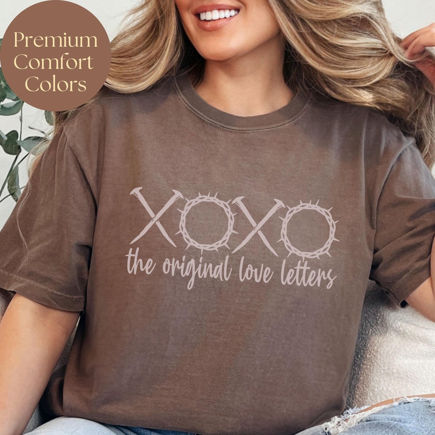 Faith-Based Comfort Colors Tee with an inspirational XOXO graphic, a great way to express devotion and Christian values.