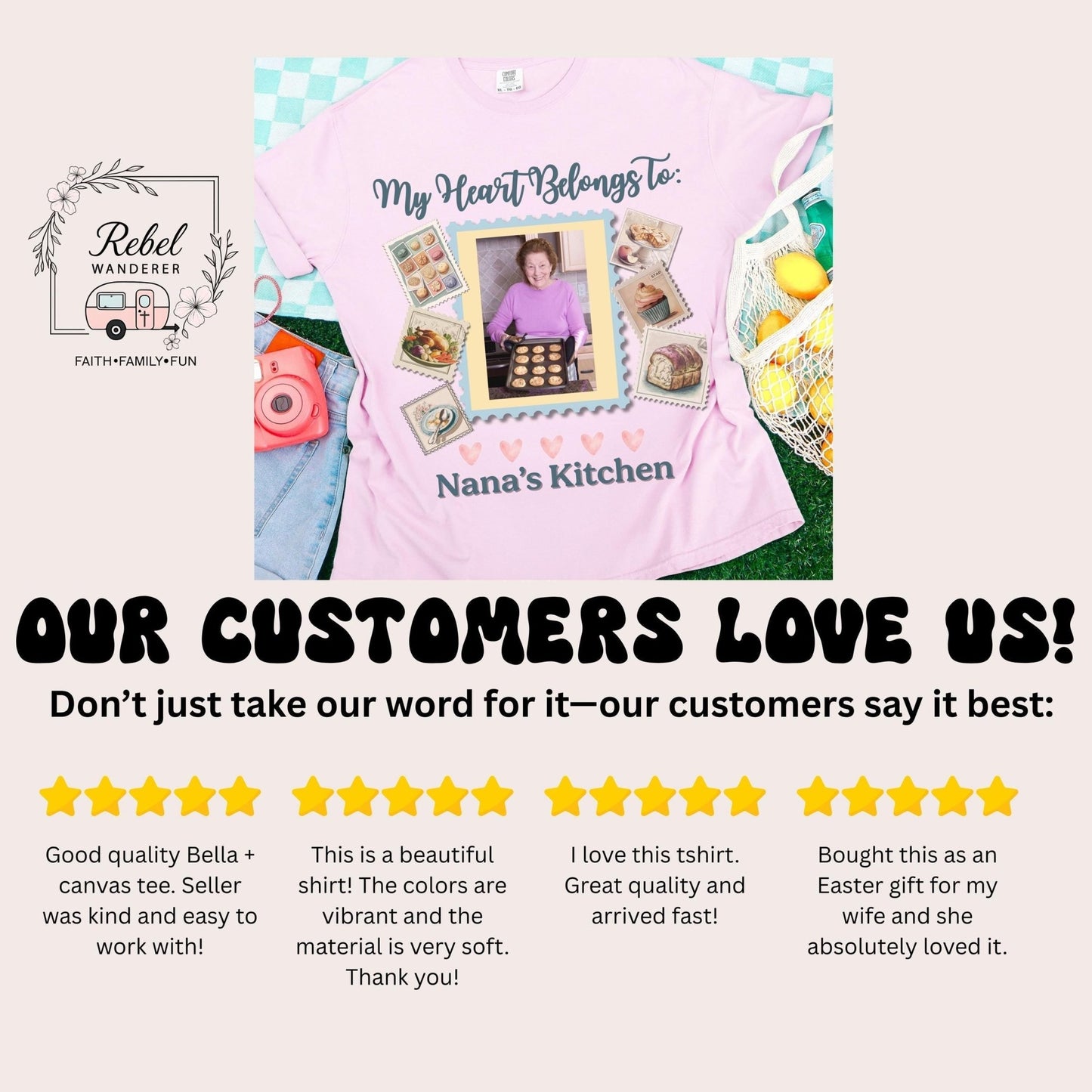 a t - shirt with a picture of a woman&#39;s kitchen on it