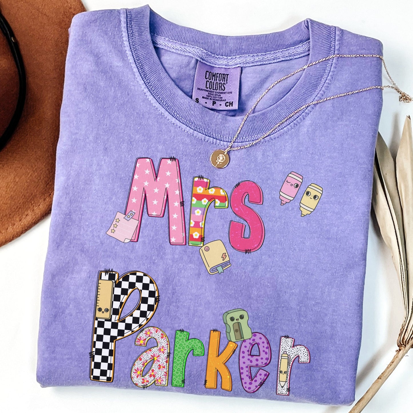 Custom Patchwork Teacher Name Shirt