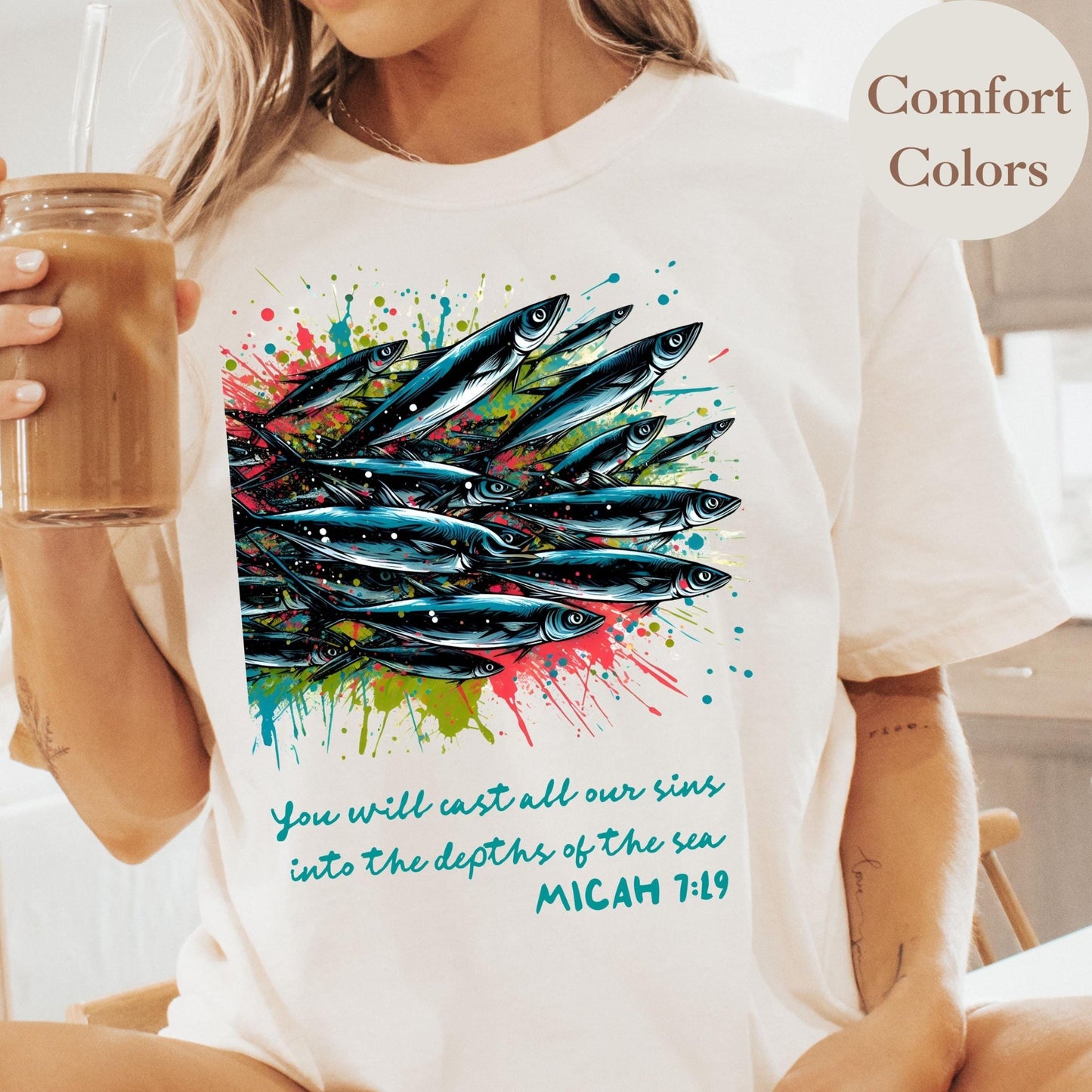 Bible Verse Micah 7 19 Christian T Shirt designed for believers who love faith-based apparel and seek a stylish yet meaningful religious scripture tee for everyday wear or as a thoughtful Christian gift.