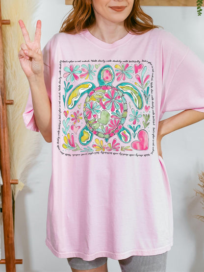Inspirational Comfort Colors shirt with faith message for women in church or youth groups designed with comfort and spiritual encouragement in mind