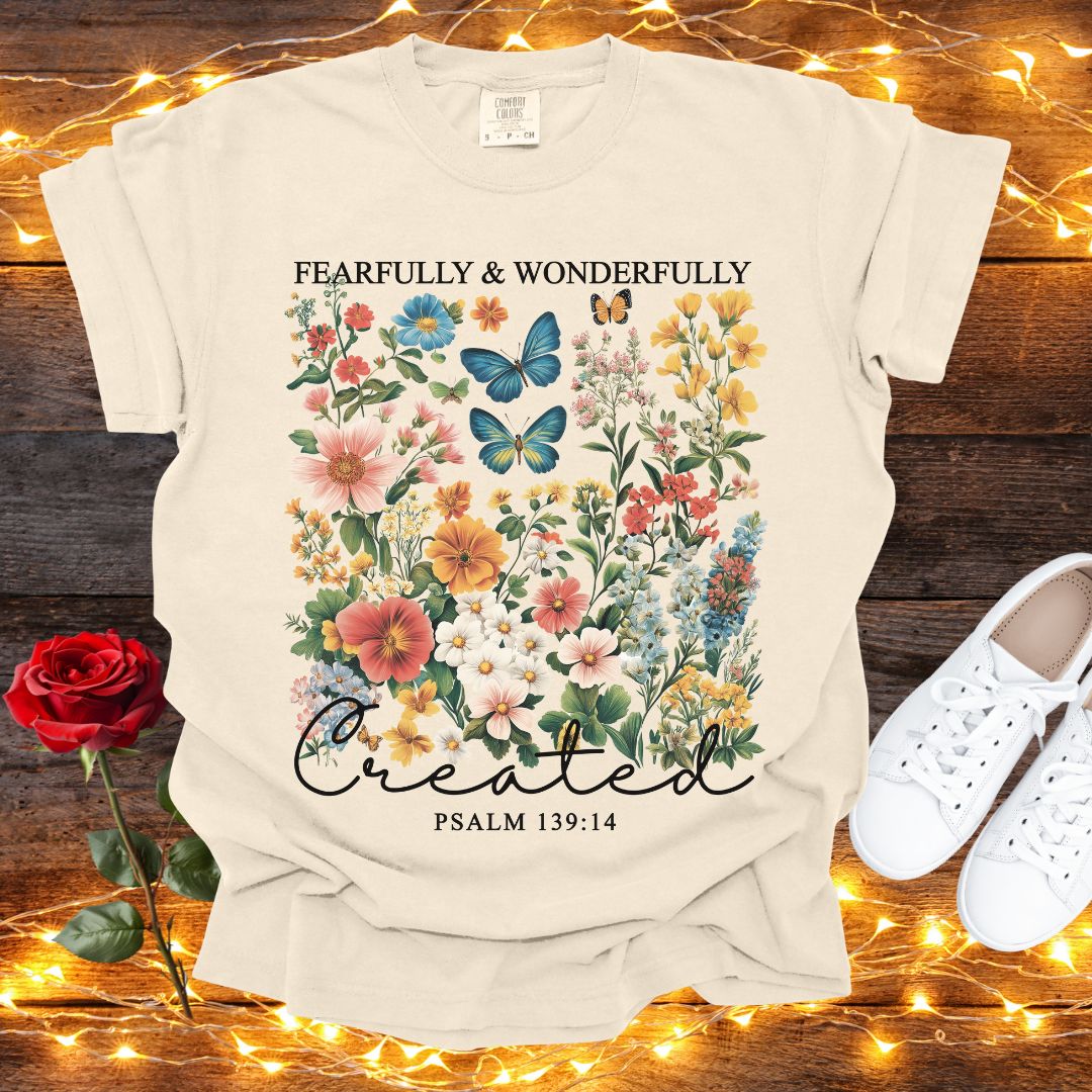 Fearfully and Wonderfully Created Psalm 139:14 Comfort Colors Tee Ivory