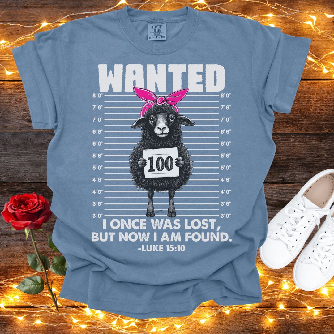 Funny Lost Lamb I Once Was Lost But Now I Am Found Tee Comfort Colors Blue Jean