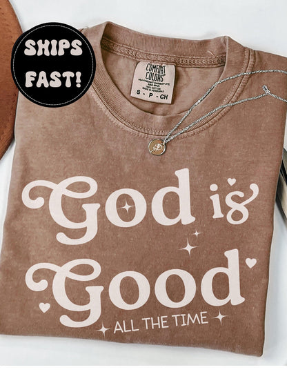 christian shirt with god is good text