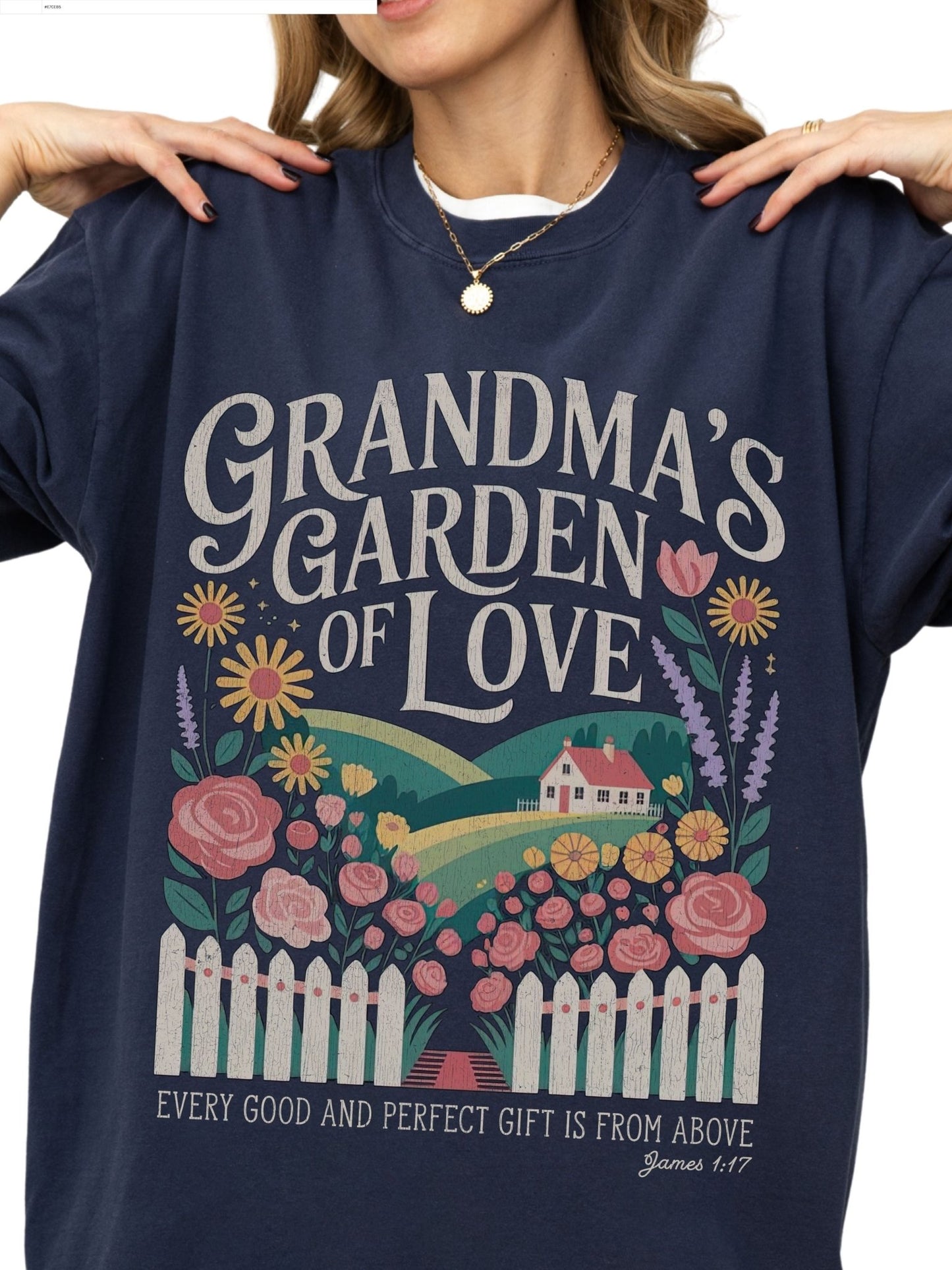 Grandma's Garden of Love Comfort Colors Tee Navy