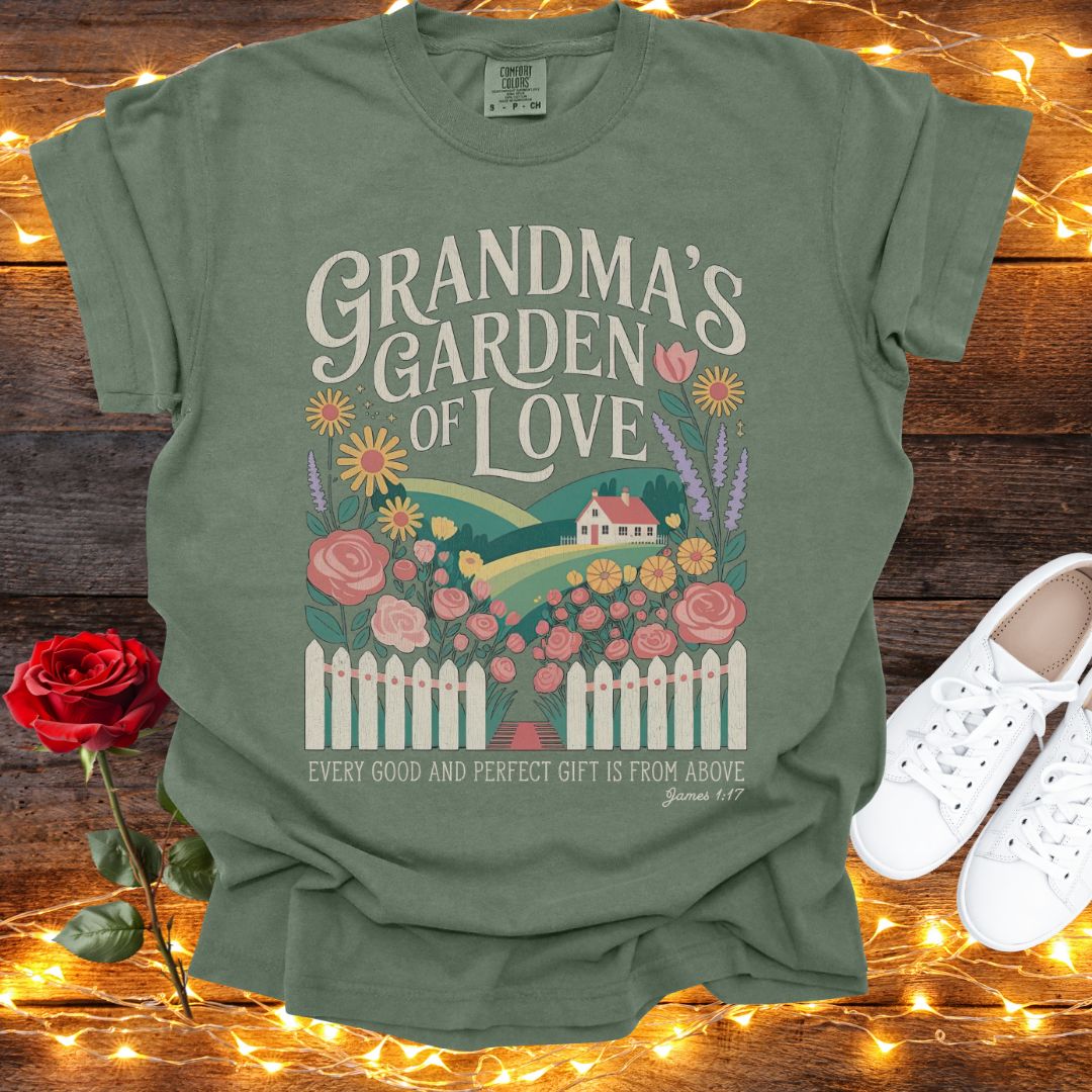 Grandma's Garden of Love Comfort Colors Tee Moss