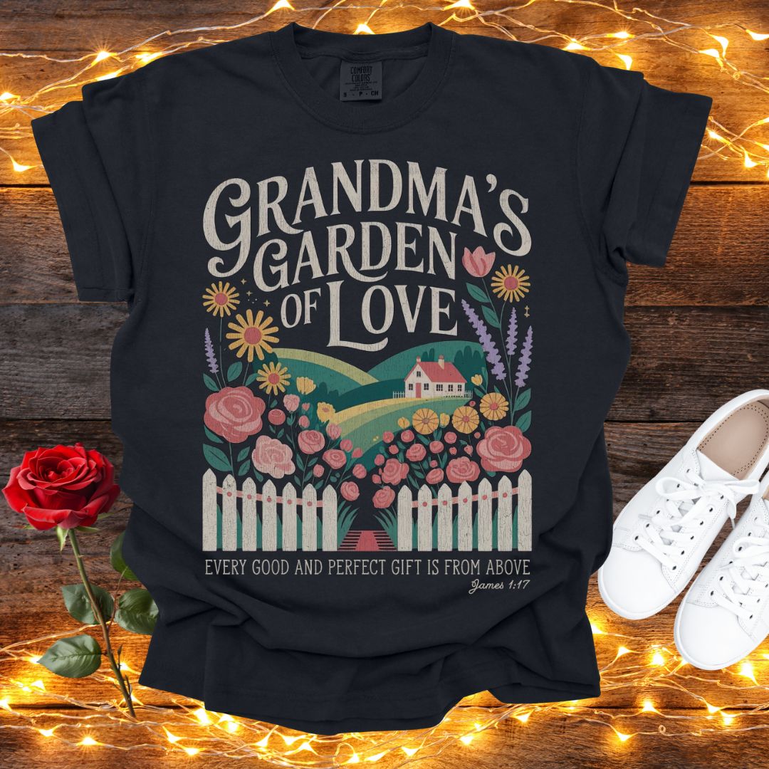 Grandma's Garden of Love Comfort Colors Tee Black