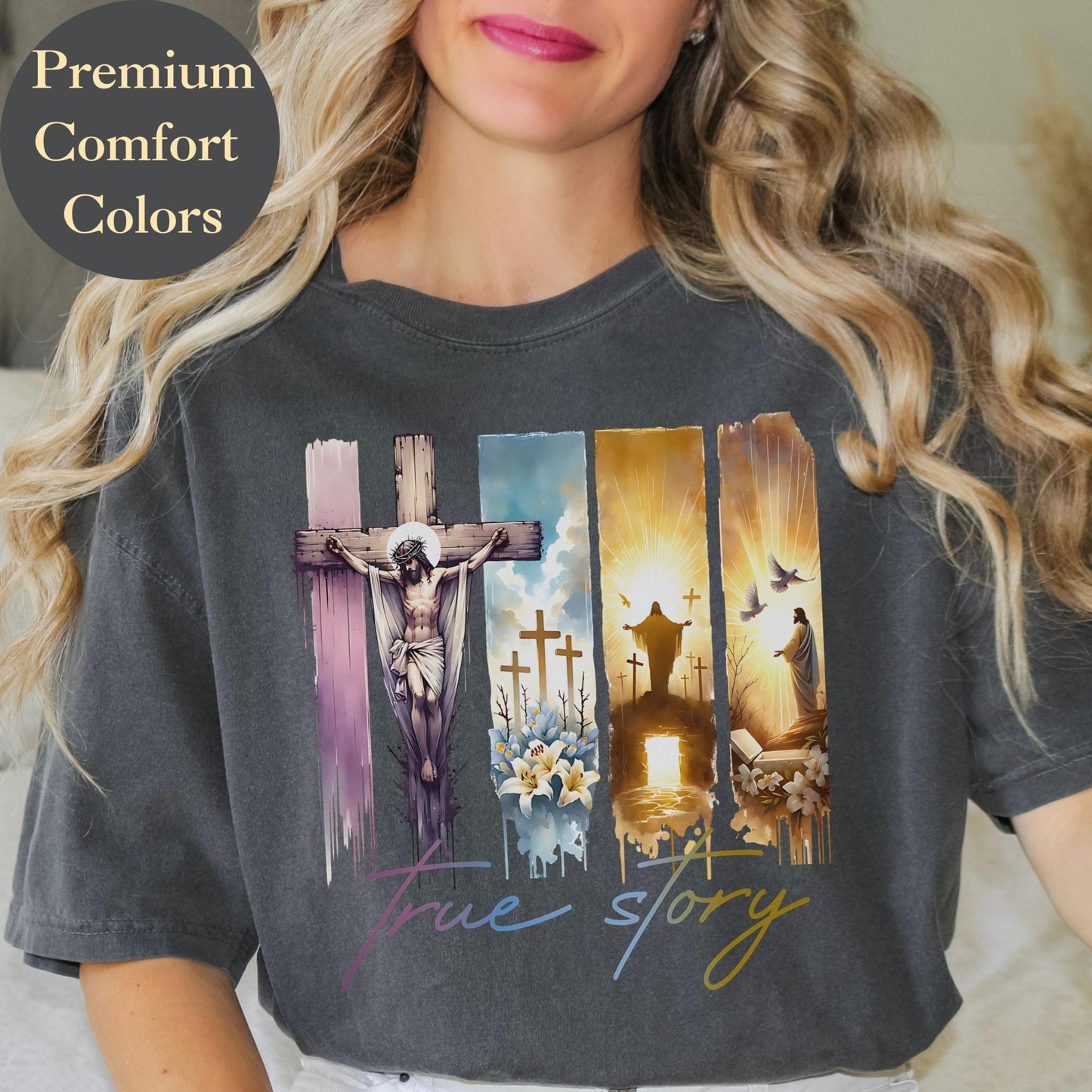 Faith-based resurrection tee with a stunning Christian design making it an ideal gift for believers of all ages
