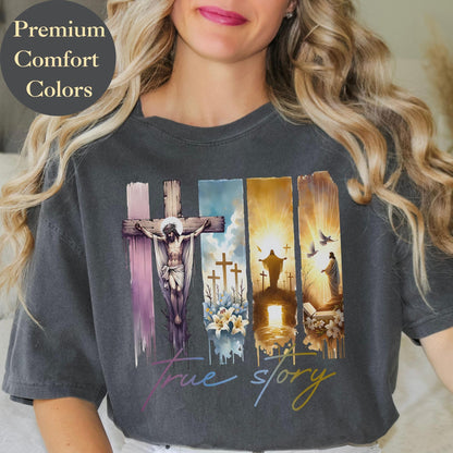 Faith-based resurrection tee with a stunning Christian design making it an ideal gift for believers of all ages