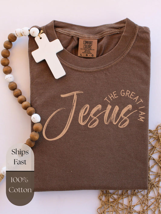 Inspirational Jesus name shirt ideal for churchgoers youth group leaders or anyone looking to share their faith through a casual and modern style