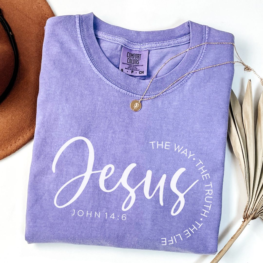 Jesus The Way The Truth The Light John 14:6 Comfort Colors Tee Violet